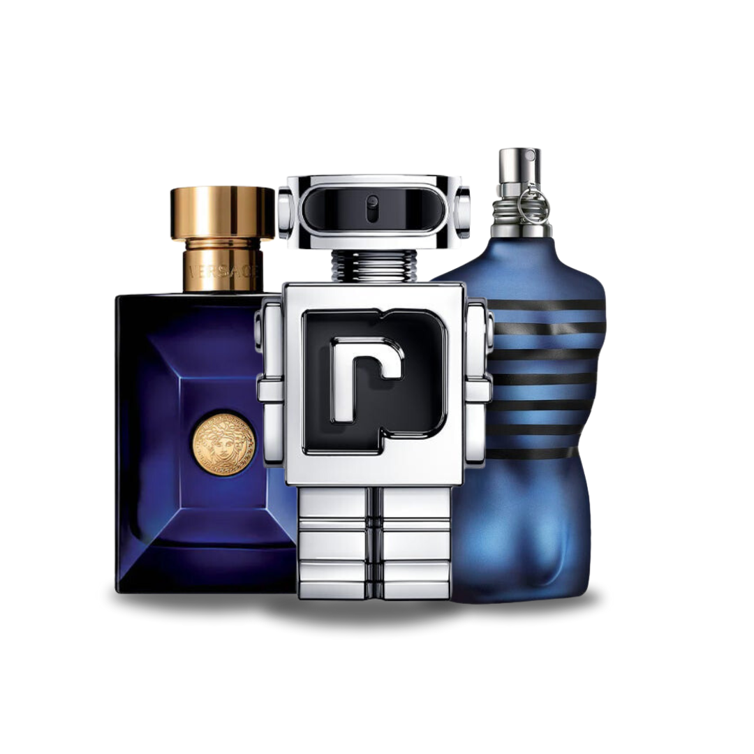 Combo de 3 Perfumes - Dylan Blue de Versace, Phantom de Paco Rabanne e Ultra Male de Jean Paul Gaultier [100 ml cada]